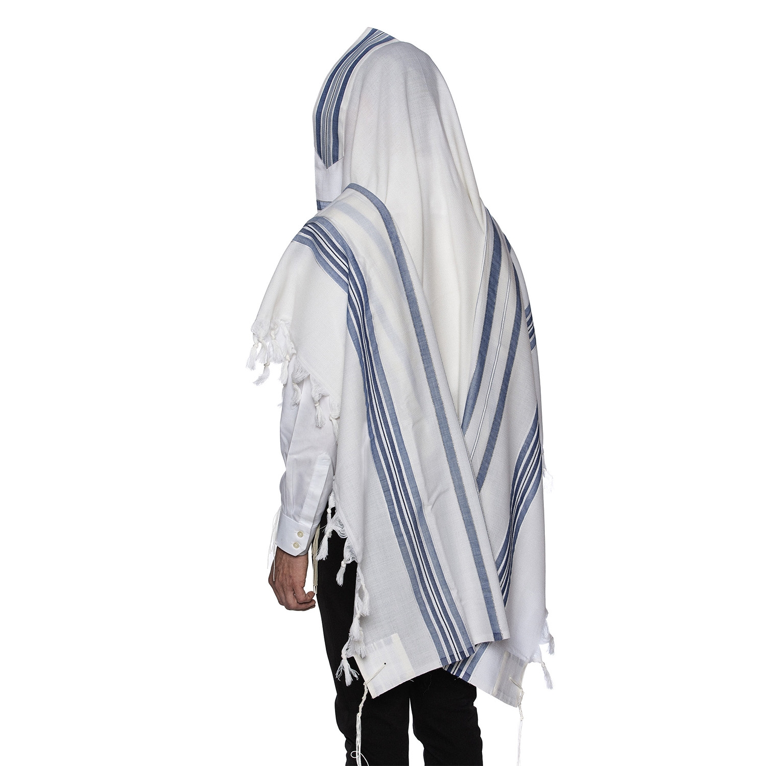 100% Wool Non-Slip Tallit Prayer Shawl with Jeans Stripes main product photo
