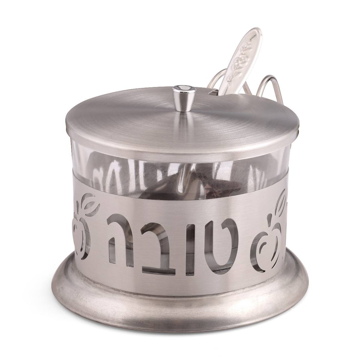 Stainless Steel and Glass Rosh Hashanah Honey Dish main product photo