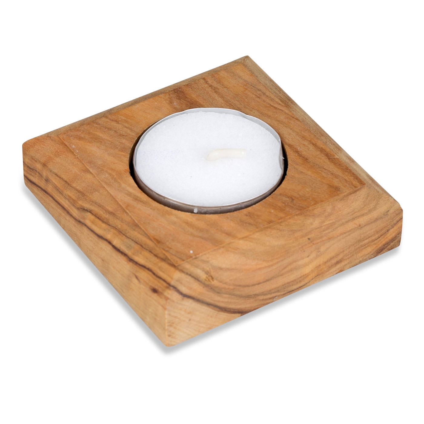 Olive Wood Square Tealight Holder main product photo