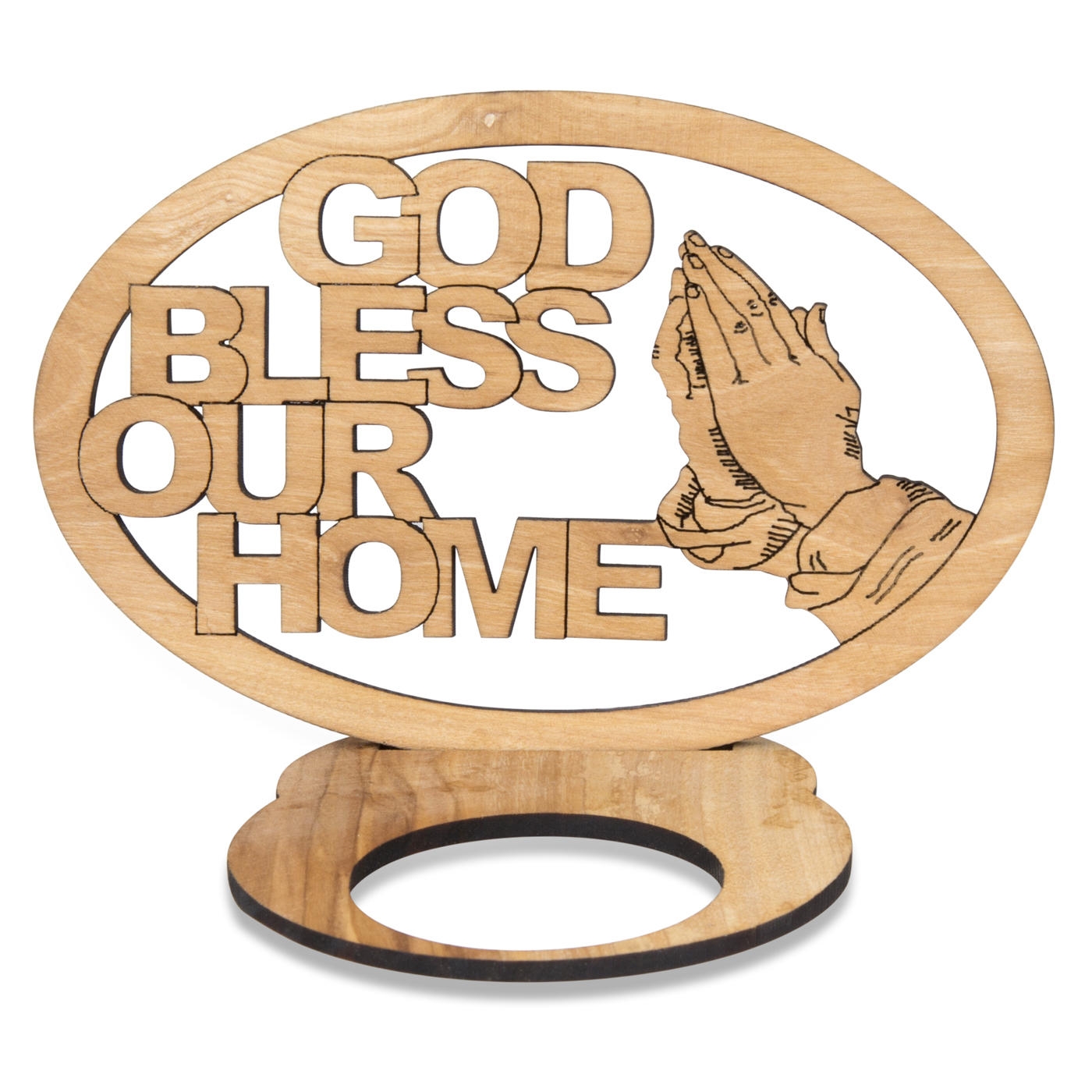 Olive Wood "God Bless Our Home" Freestanding Miniature main product photo