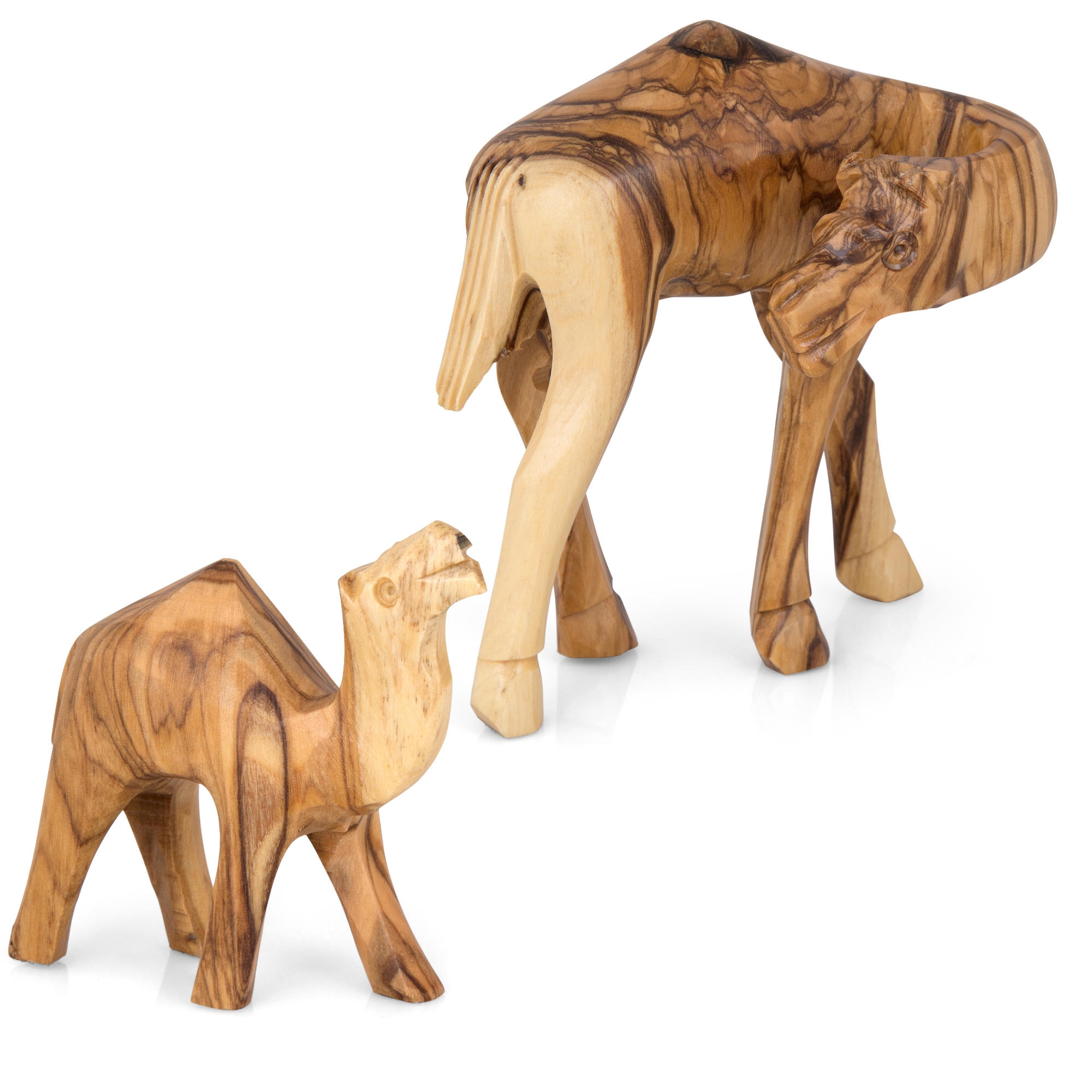 Olive Wood Mother and Child Camel Figurines main product photo
