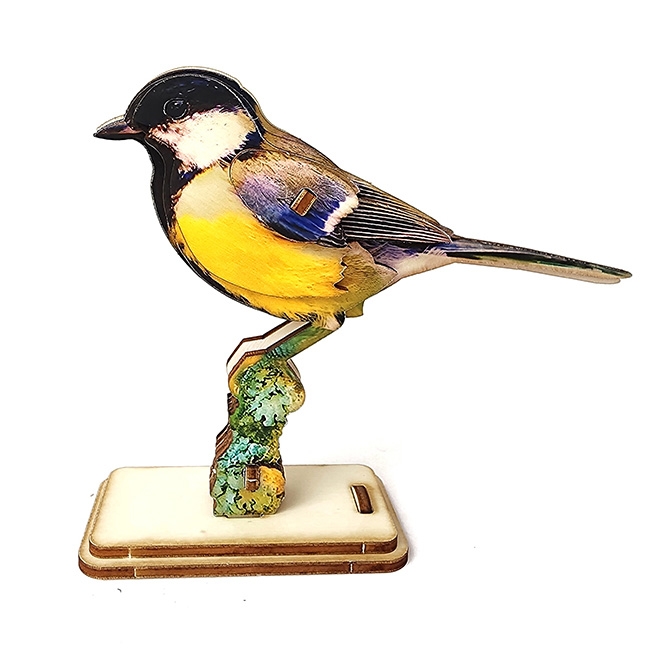 Interactive Great Tit Bird 3D Wooden Puzzle Kit main product photo