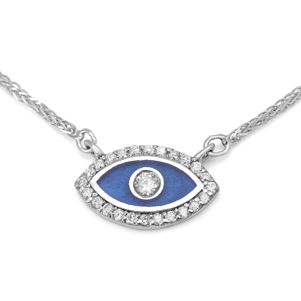 Diamond-Accented Evil Eye 14K White Gold Pendant Necklace main product photo