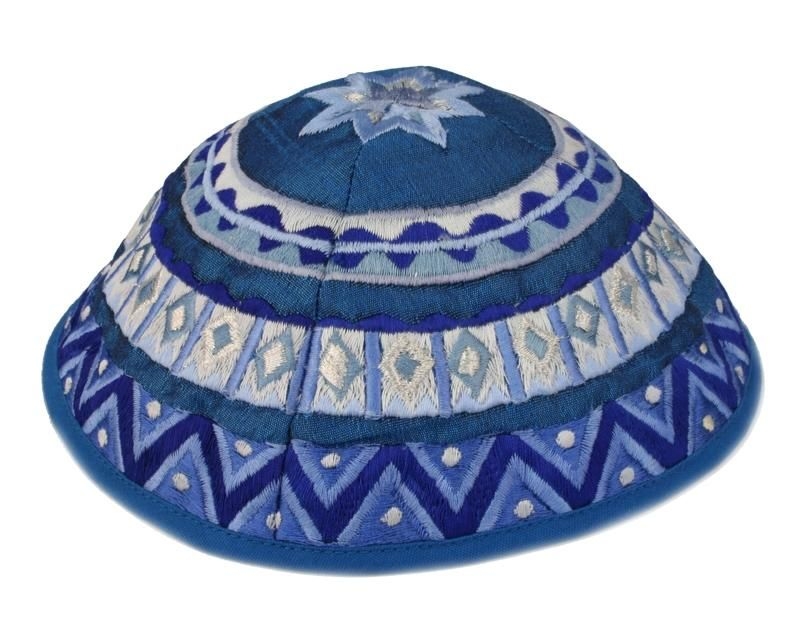 Yair Emanuel Embroidered Silk Kippah - Geometrical - Variety of Colors main product photo