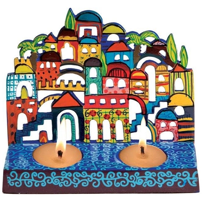 Jerusalem: Yair Emanuel Painted Laser Cut Metal Candle Holder main product photo