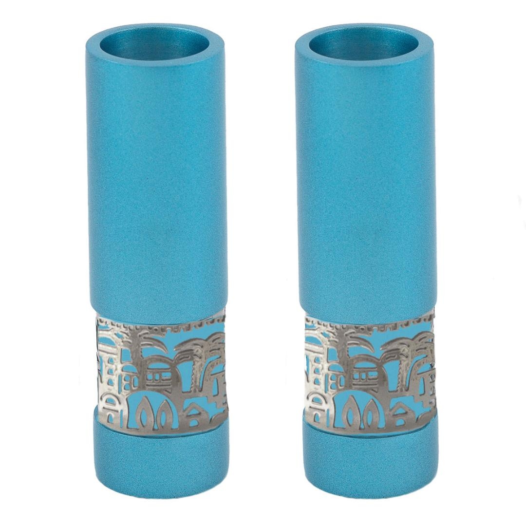 Yair Emanuel Anodized Aluminium Jerusalem Cylinder Candlesticks (Choice of Colors) main product photo