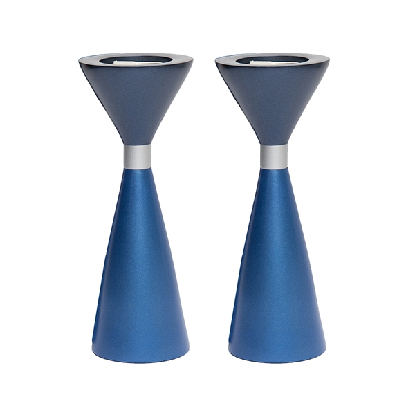 Yair Emanuel Two-Sided Anodized Aluminum Shabbat Candlesticks main product photo