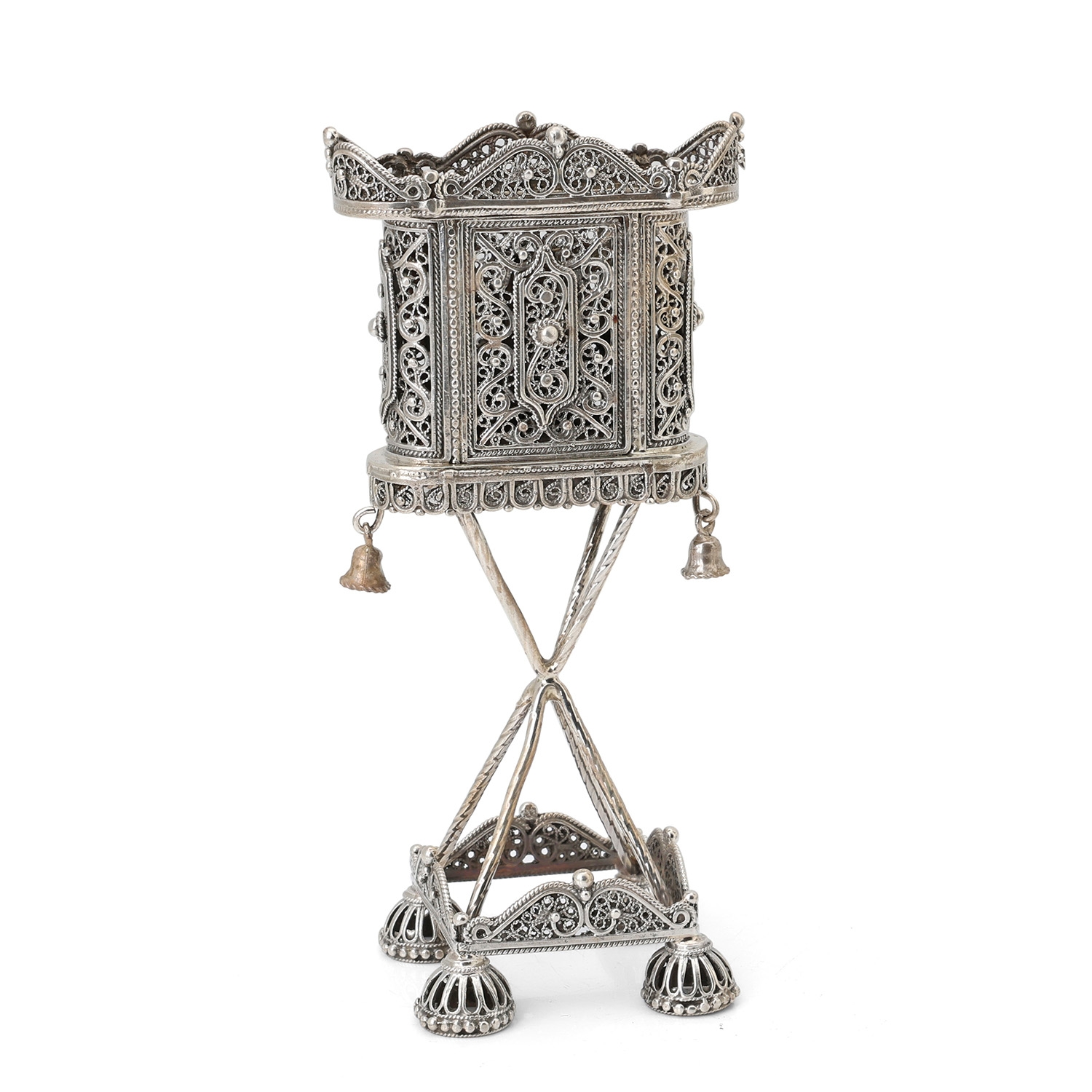 Shoham Yemenite Art Sterling Silver Filigree Elevated Royal Havdalah Candle Holder  main product photo