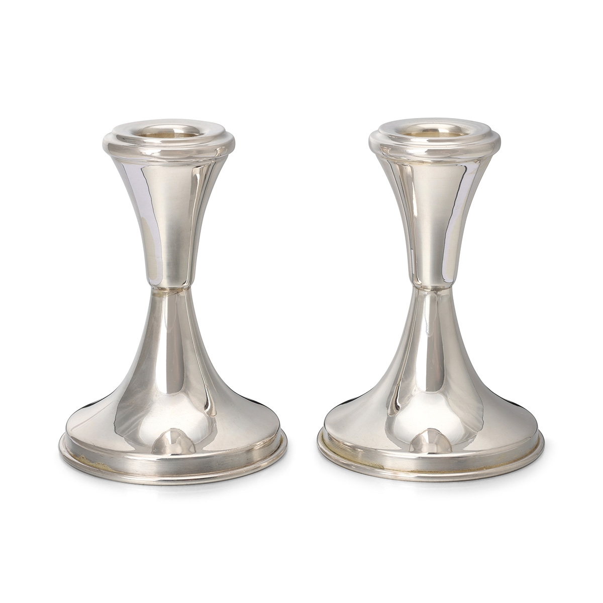 Sleek Handcrafted Sterling Silver Yemenite Shabbat Candlesticks main product photo
