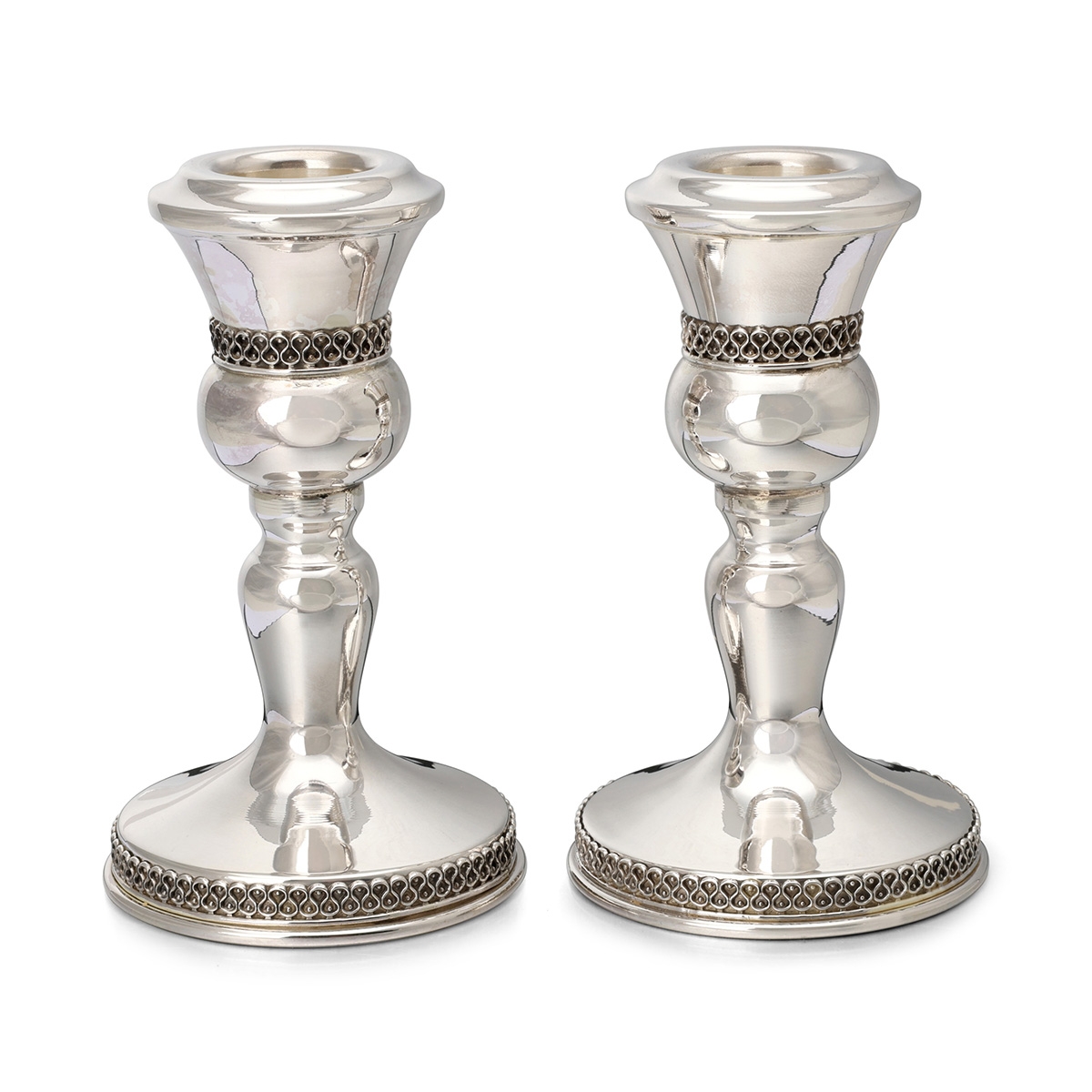 Traditional Yemenite Art Royal Handcrafted Sterling Silver Shabbat Candlesticks main product photo