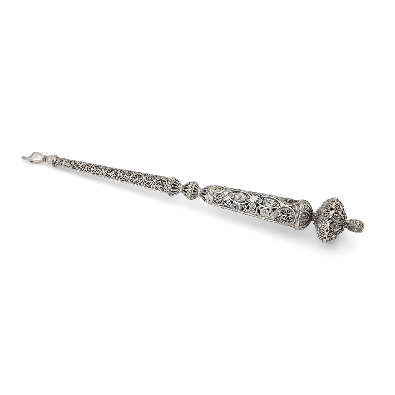 Traditional Yemenite Art Long Sterling Silver Torah Pointer with Filigree main product photo