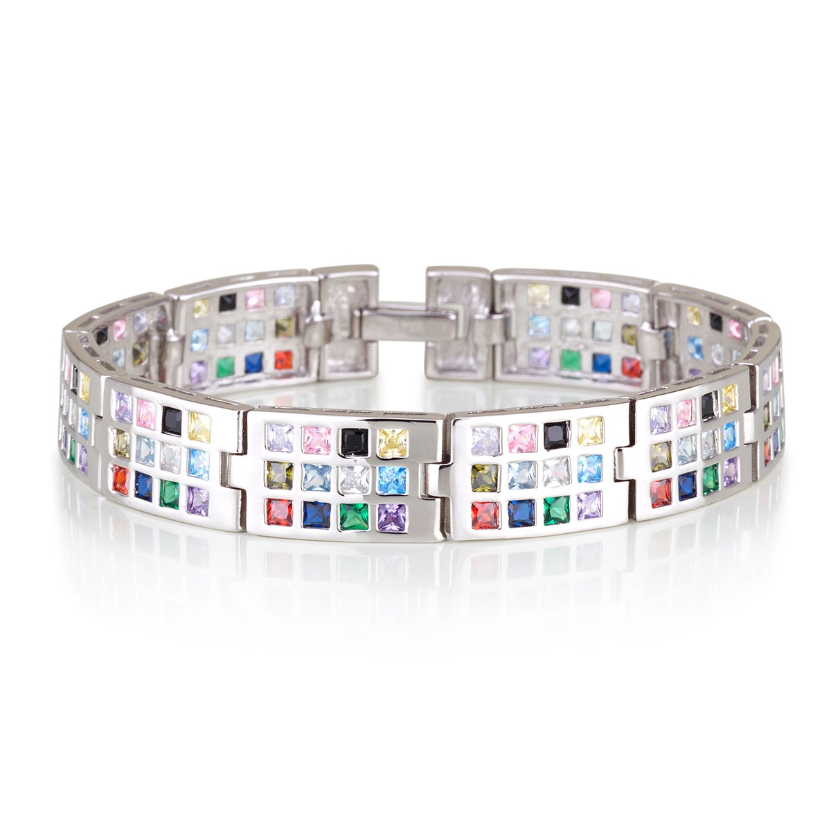 Sterling Silver 12 Tribes of Israel Hoshen Bracelet with Zircon Stones main product photo