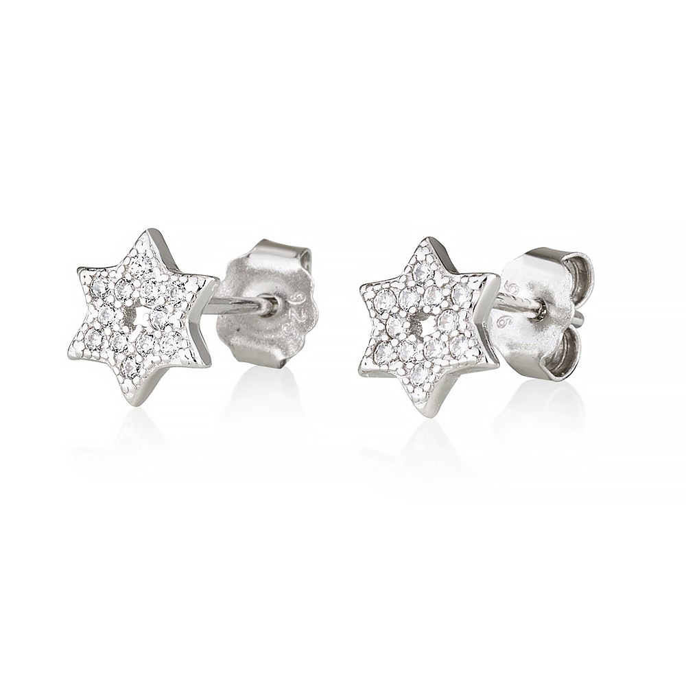 Sterling Silver Star of David Zircon Stone Earrings main product photo