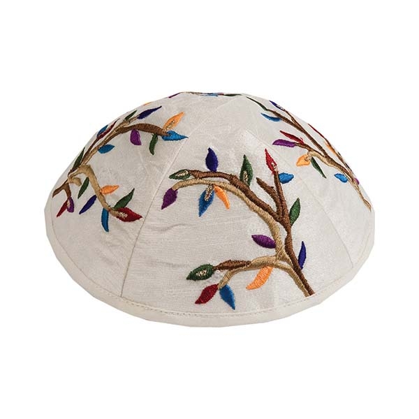 Tree of Life: Yair Emanuel Embroidered Silk Kippah main product photo