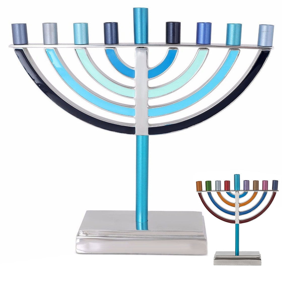 Art Judaica Crystal Glass Hanukkah Menorah with 9 Candle Holders 6 centimetres 