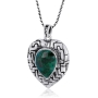 Large Silver Heart Necklace with Eilat Stone - 3