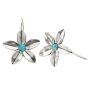 Sterling Silver Flower Earrings with Opal - 1