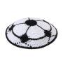 Hand Made Knit Soccer Ball Kippah (White) - 2