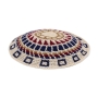 High-Quality Knitted Beige Kippah with Brown, Navy Blue and Bordeaux Design - 2