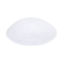 High-Quality Knitted Solid White Kippah - 2