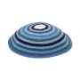 High-Quality Knitted Kippah in Shades of Blue - 2