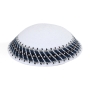 High-Quality Knitted White Kippah with Colorful Border (Large) - 2