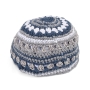Crocheted Gray & White Frik Kippah  - 2