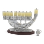 Shofar Hanukkah Menorah with Pouring Jug and Jerusalem Design - 6