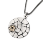 Jerusalem Wall: Silver and Gold Star of David Disk Pendant Necklace - 3