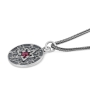 Priestly Blessing: Double Sided Ornate Disk Star of David Necklace with Garnet - 4