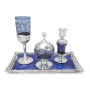 Refined Handcrafted Glass and Sterling Silver Havdalah Set (Blue) - 2