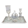Pristine Handcrafted Glass and Sterling Silver Havdalah Set (White) - 1
