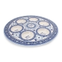 Stylish Passover Seder Plate With Floral Design (Blue) - 3