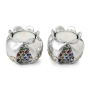 Silver Pomegranate Candlesticks with Colored Jewels and Golden Highlights - Jerusalem - 3
