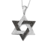 14K Gold Star of David Pendant with Black and White Diamonds - 2