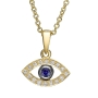 18K Gold Evil Eye Pendant Necklace With Diamond Accent - 2