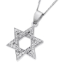14K Deluxe Gold Star of David Pendant with Diamonds - 1