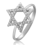 14K White Gold Star of David with Diamonds Ring - 1