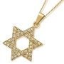  14K Deluxe Large Gold Star of David with Diamonds - 1