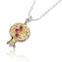 Gold  and  Silver Pomegranate Necklace with Ruby Gemstones - 2