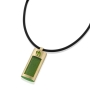  14K Gold Plated & Green Acrylic Chai Microfilm Necklace - 1