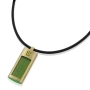  14K Gold Plated & Green Acrylic Chai Microfilm Necklace - 2