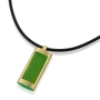 14K Gold Plated & Green Acrylic Shema Yisrael Microfilm Necklace - 1