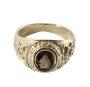 14K Gold Signet Ring - Shema Yisrael (Smoky Topaz) - 1