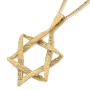 14K Gold Textured Star of David with Diamonds Pendant - 1