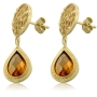 14K Gold and Citrine Drop Earrings - 1