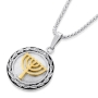 Gold and Silver Menorah Necklace - 1
