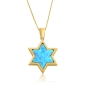 14K Gold Star of David with Opalite Filling - 1