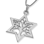 14K Gold Star of David and Tree of Life Pendant Necklace (Choice of Color) - 2