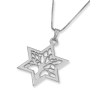 14K White Gold Star of David Pendant Necklace with Tree of Life - 4